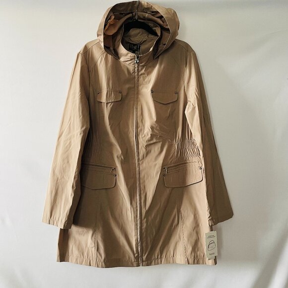 LBD Laundry By Design Womens Sand Hooded Lightweight Raincoat Anorak Jacket XXL - Picture 1 of 13